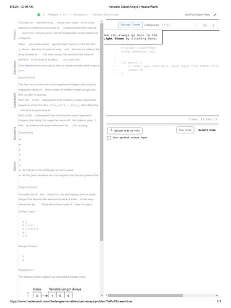 Image result for HackerRank Variable Sized Array Solution C