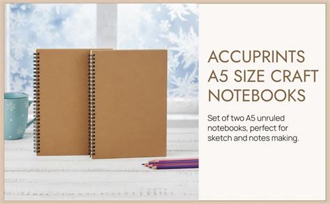 AccuPrints A5 Pack of 2 Craft Notebook, 80 leaf 160 Pages,Blank or ...