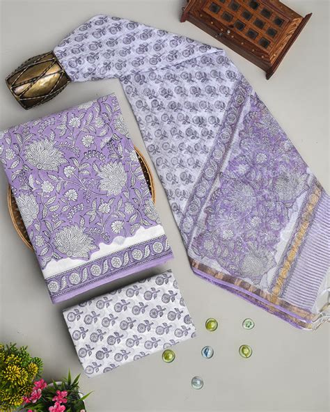 Shop Sanganeri Hand Block Printed Cotton Suit | Bagrustore
