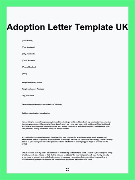 Adoption Letter Template UK
