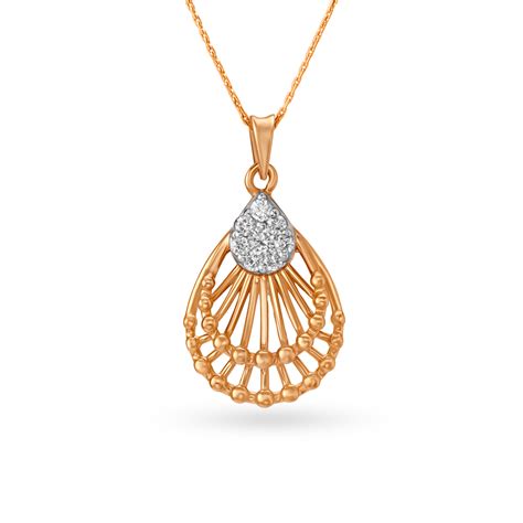 Elaborate Teardrop Rose Gold and Diamond Pendant