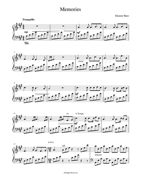 Image result for Memories Piano Tutorial Numbers