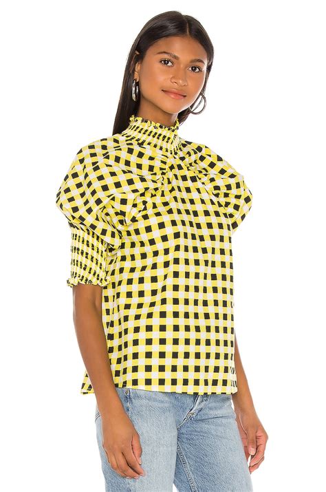 SWF Puff Sleeve Blouse in Checkmate Yellow | REVOLVE