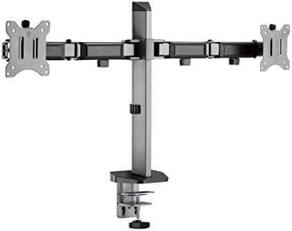 amazon basics Dual Monitor Stand - Height-Adjustable Arm Mount, Steel ...