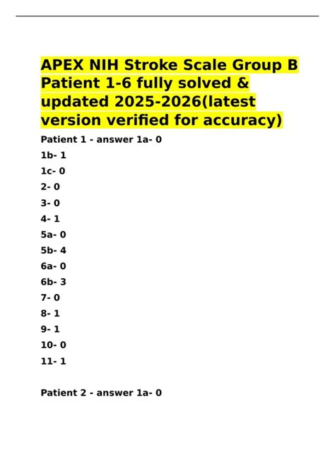 APEX NIH Stroke Scale Group B Patient 1-6 fully solved & updated ...