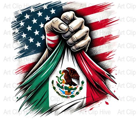 Mexican Flag and USA Flag PNG, Patriotic Clipart, 4th of July Design ...