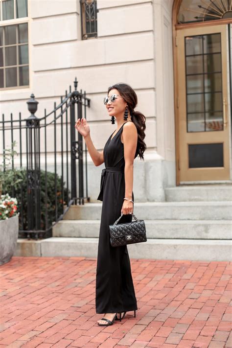 black jumpsuit petite wedding guest outfit