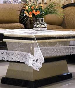 RST Transparent Center Table Cover 6 Seater 45*70 Inches (Silver Lace ...