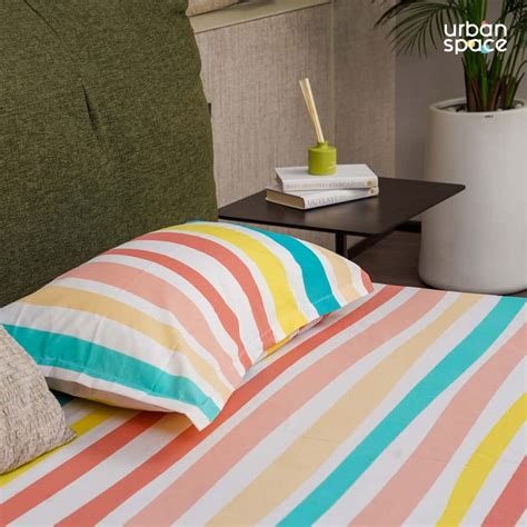 200 TC Cotton Bedsheet, Double & King size MultiColour Stripes-Pastel ...