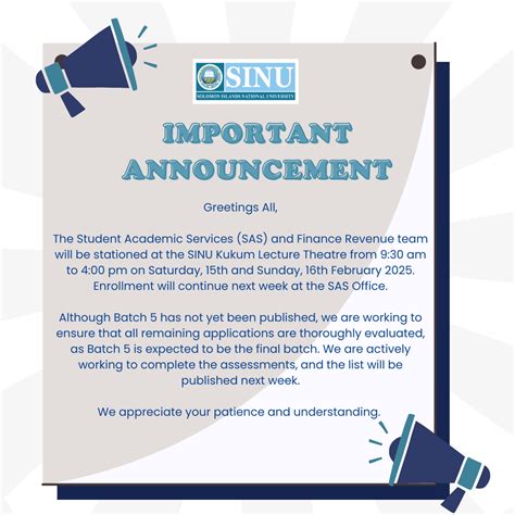 Announcement from the Student Academic Services Office - SINU