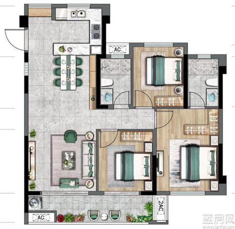 105平欧式三层自建房屋设计图，带外观效果图片_三层别墅设计图_鲁班设计图纸官网