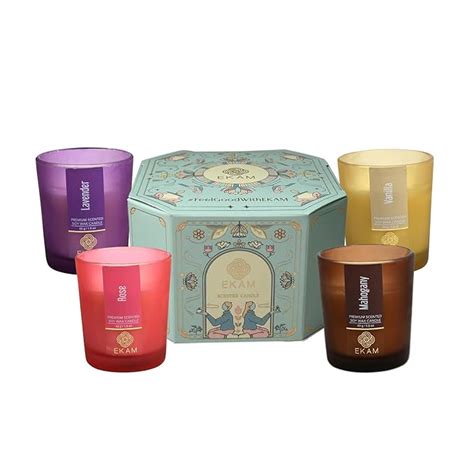 EKAM Pack of 4 Shot Glass Scented Candles| Long Lasting| Ideal for Home ...