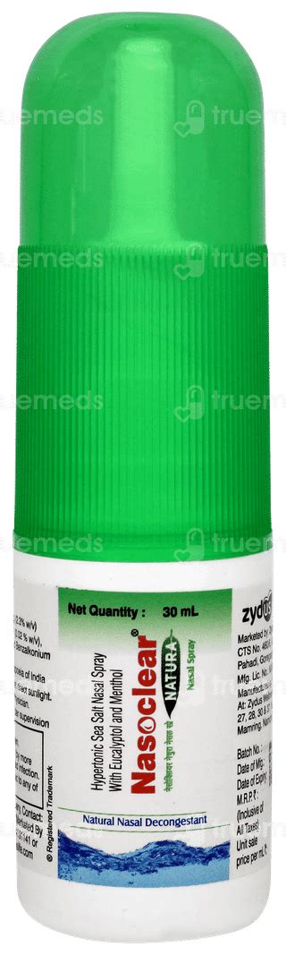 Nasoclear Natura Nasal Spray 30 Ml - Uses, Side Effects, Dosage, Price ...