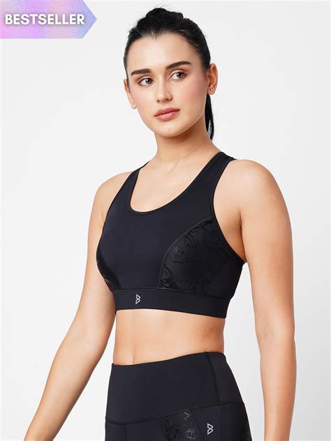 Black Marble Sports Bra | BODD ACTIVE