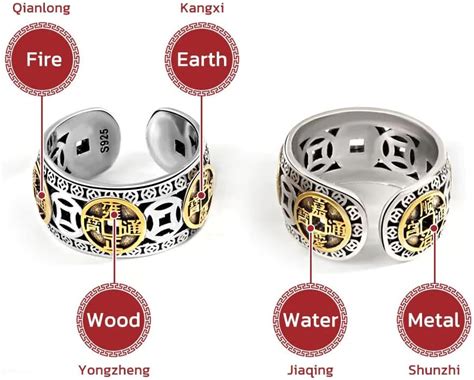 Brass Five Emperor Chinese Fengshui Vastu Jewellery Unisex Finger ring ...