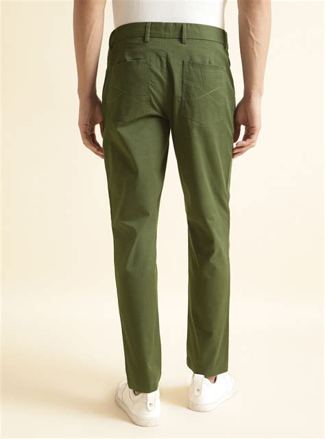 Buy Forest Twill Chino | Casual Green Solid Trousers for Men Online ...