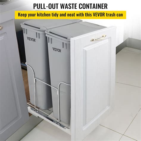 VEVOR Pull-Out Trash Can, 43Qt Double Bins, Under Mount Waste Container ...