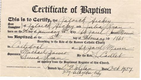 Roman Catholic Baptism Certificate Template - Midi-box.com
