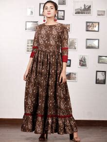 PAISLEY CLASSICS - Hand Block Printed Cotton Long Dress - D136F1732 ...