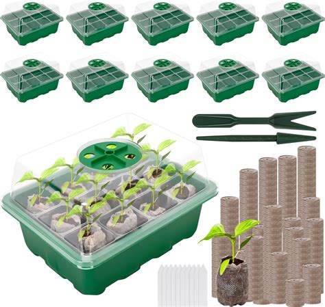Amazon.com : Ziliny 40 Pack 480 Cells Seed Starter Tray with Dome Seed ...