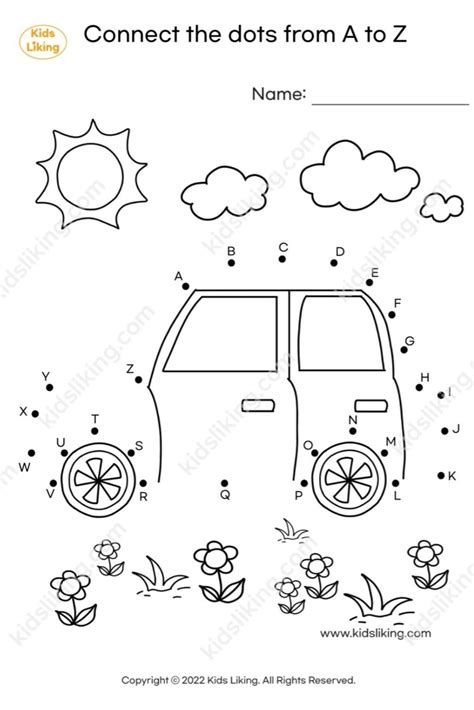 ABC Alphabets Connect the dots Worksheet - Car - Free Printable ...