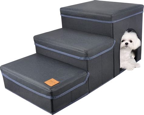 Amazon.com : Multi Use Foldable Pet Dog Stairs with Storage Box & Condo ...