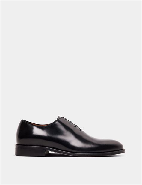 Men's Black Leather Wholecut Oxford Dress Shoe | Hawes & Curtis