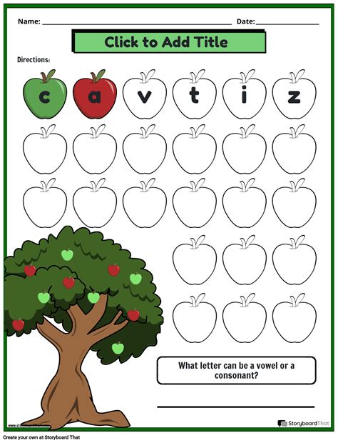 Storyboard That: Free Vowel & Consonant Worksheets