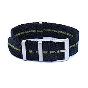WAMD Tudor Style Fabric NATO Watch Strap (Black, Blue and Green, 20 mm ...