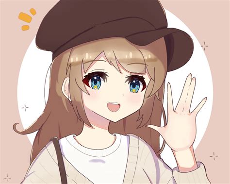 Download wallpaper 1280x1024 girl, smile, gesture, beret, anime, art ...