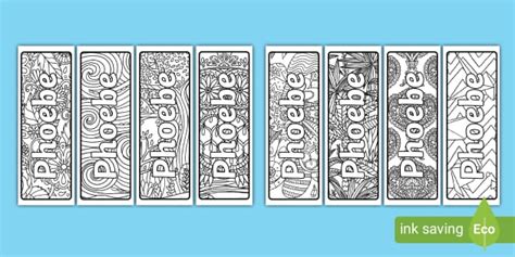 Phoebe Mindfulness Name Colouring Bookmarks (teacher made)