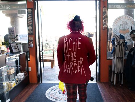 For clown barber of Huntington Beach, the inked nose, grin and ...