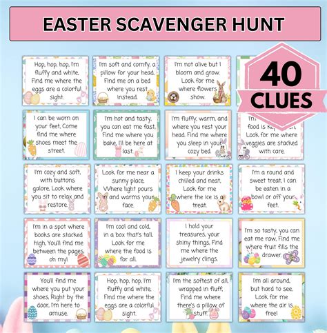 Easter scavenger hunt for kids indoor outdoor easter game treasure hunt clues easter hunt clues ...