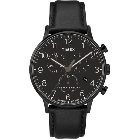 Timex Waterbury Leather Black Round Dial Quartz Analog Men Watch ...