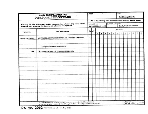 Image result for Army Hand Receipt Form Example