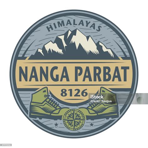 Stempel Atau Lambang Dengan Teks Nanga Parbat Himalaya Ilustrasi Stok ...