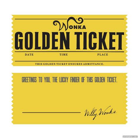 Printable Wonka Golden Ticket Template
