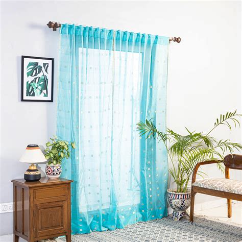 Polka Zari Buti Handloom Chanderi Silk Door Curtain