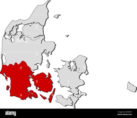 Map of Danmark with the provinces, South Denmark is highlighted Stock Vector Image & Art - Alamy