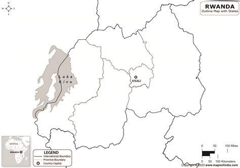 Rwanda Outline Map | Rwanda Outline Map with State Boundaries