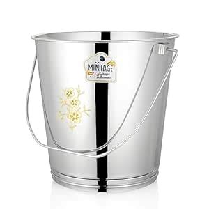 Buy Mintage Stainless Steel Bucket for Bathroom 15.6 litres Capacity ...
