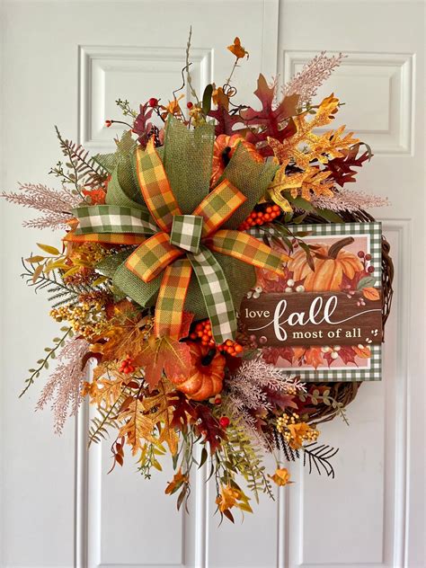 Fall Door Wreath, Autumn Decor, Fall Decor, Farmhouse Decor, Fall ...