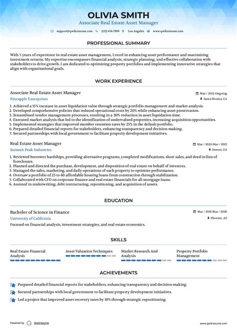 10+ Real Estate Asset Manager Resume Samples & Templates for 2025