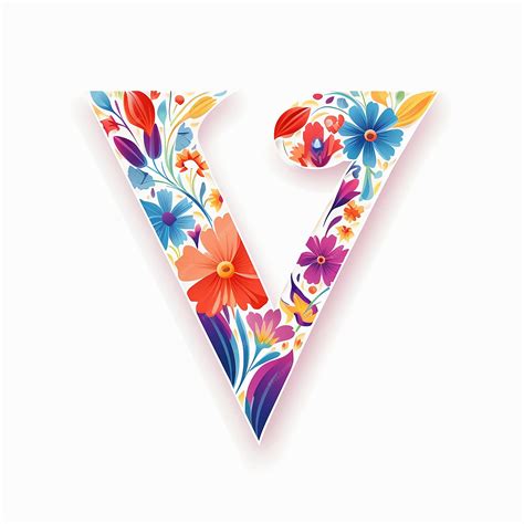 Premium Photo | Generic logo colorful flat floral design with letter V Floral alphabet Generative AI