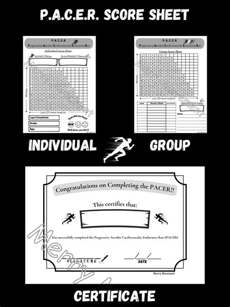 The PACER Test Score Sheets With Certificate | Fitness Gram Score Paper ...