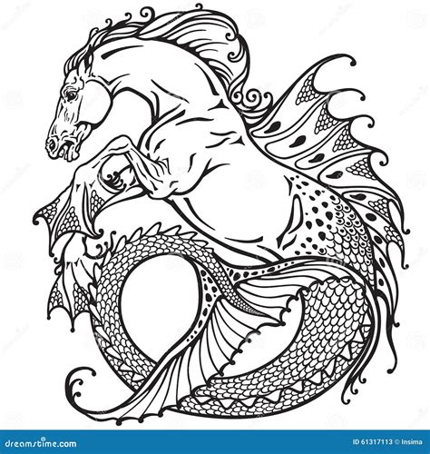 Hippocampus Mythology Drawing