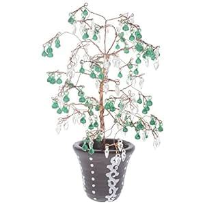 Buy Kaizin Creation-Dark green & pale yellow crystal tree with hand ...