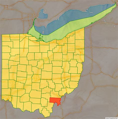 Map of Meigs County, Ohio - Thong Thai Real