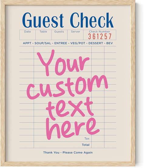 Amazon.com: HAUS AND HUES Custom Guest Check Wall Poster - Customize a ...