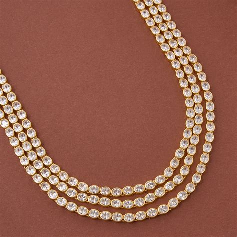 White Stone Haram | Three Layer Gold Plated Haram for Weddings – The ...